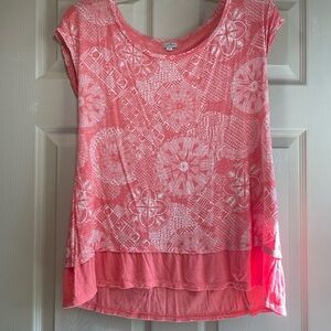 Chip & Pepper Women's Scoop Neck Coral‎ Patterned Top, Size XS